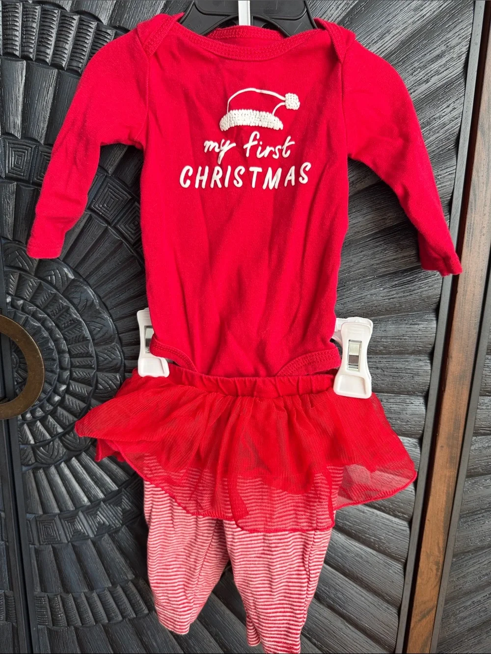 Carter's Red 3M Baby First Christmas set